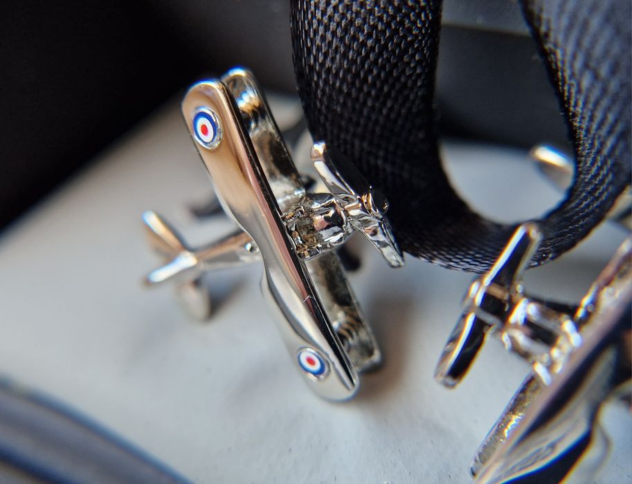 Marks & Spencer spinki do mankietów Spitfire męskie srebrne oryginał