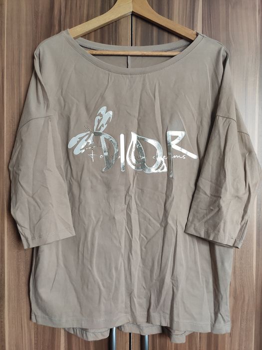 Bluzka bawełniana DIOR rękaw 3/4 oversize