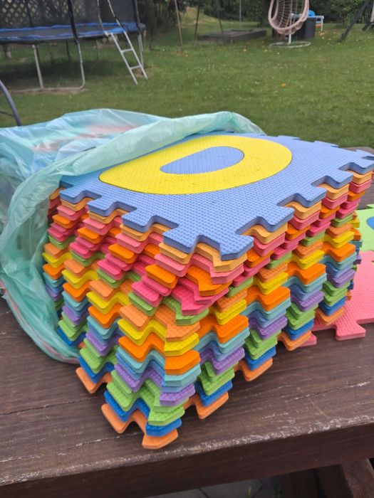 Puzzle piankowe Mata piankowa edukacyjna dla dzieci Litery Cyfry Komplet 36 elementów Duże! Okazja!