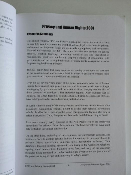 Livro "Privacy & human rights" electronic privacy information center