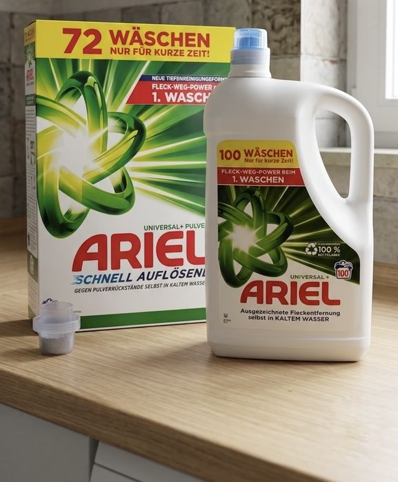Proszek do prania Ariel Universal plus duży żel do prania Ariel Universal