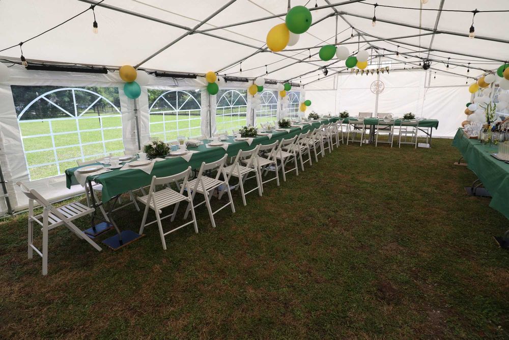 Wynajem stołów krzeseł namiotów zastawy na imprezę, biesiada, komunia