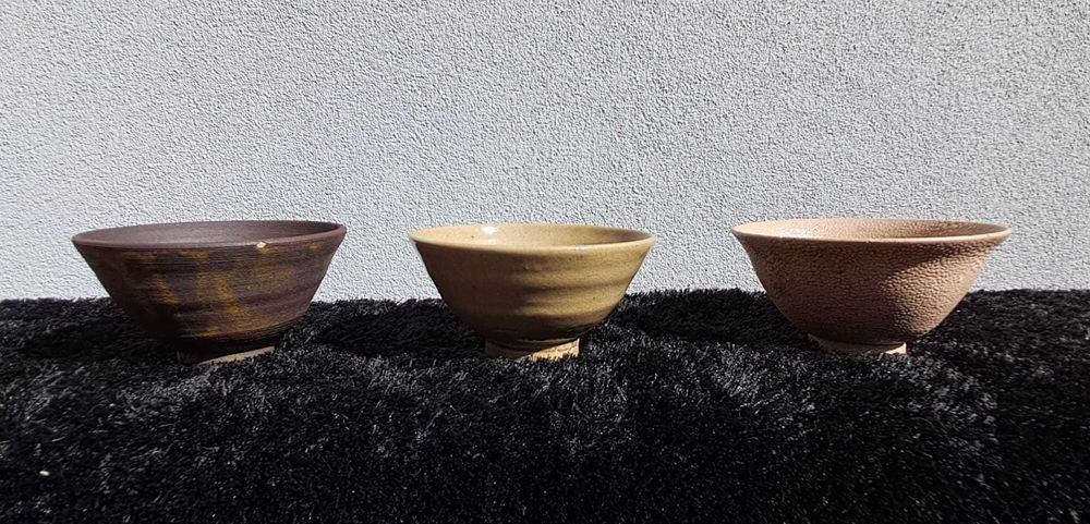 3 taças artesanais em cerâmica – tons terra / estilo coreano / decoração ou mesa