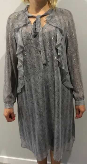 Nowa sukienka SALKO- R.44- śliczny zwiewny połyskujący komplet