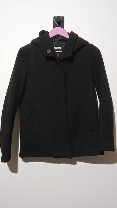 Casaco menina/senhora de inverno, preto, com carapuço, tamanho S