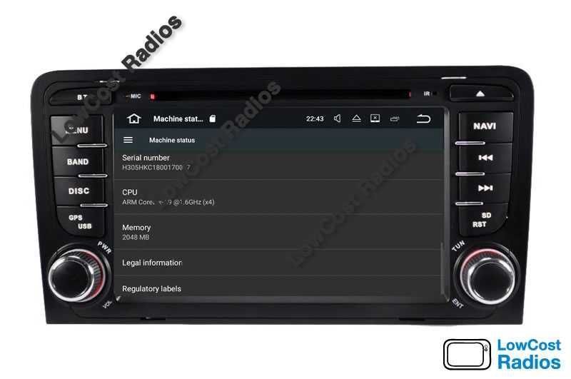 *Auto Rádio GPS AUDI A3 (2003 a 2012) ANDROID 15 • USB, DVD, BT, WIFI
