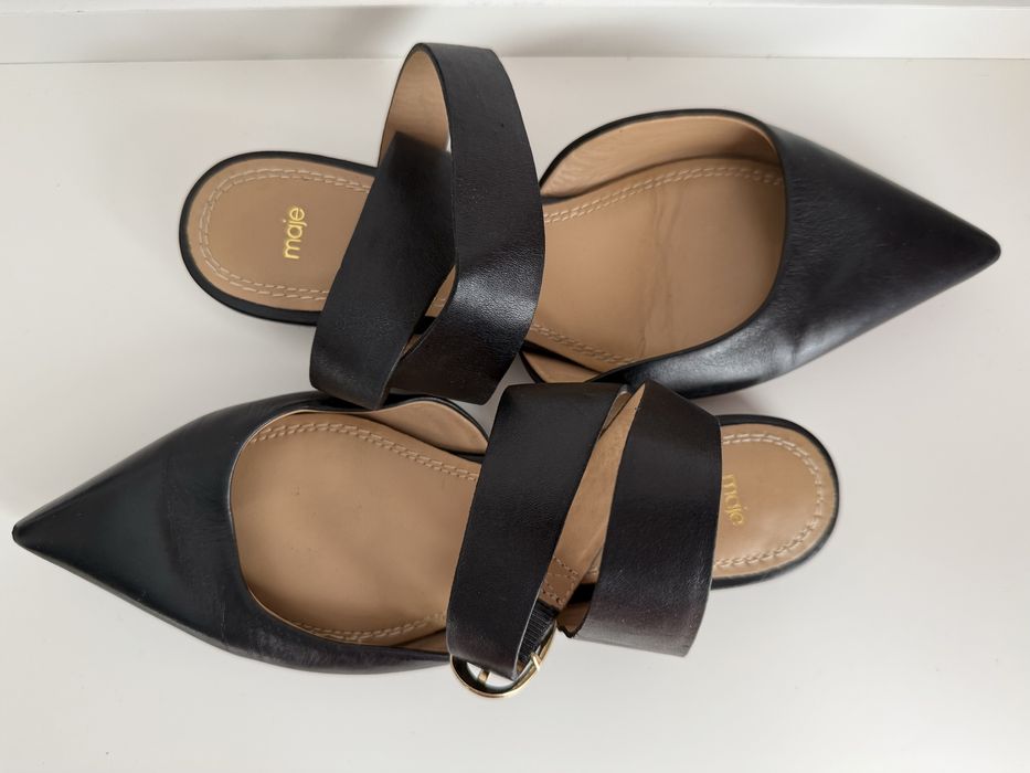 Чорні шкіряні слінгбеки Maje жіночі чорні туфлі на низькому ходу Maje
