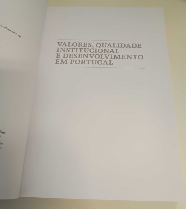 Valores, qualidade institucional e desenvolvimento em Portugal