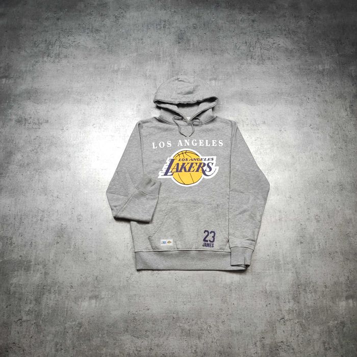 MĘSKA Bluza z Kapturem Bawełna Dresowa Koszykówka NBA LA Angeles Lakers