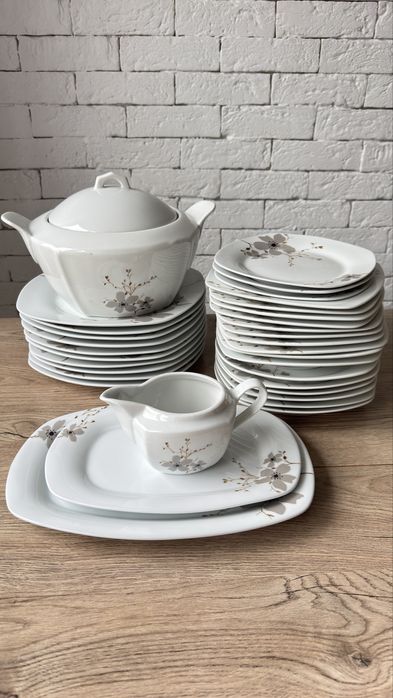 34 elementy Zestaw obiadowy Veroni Etna serwis waza sosjerka patery