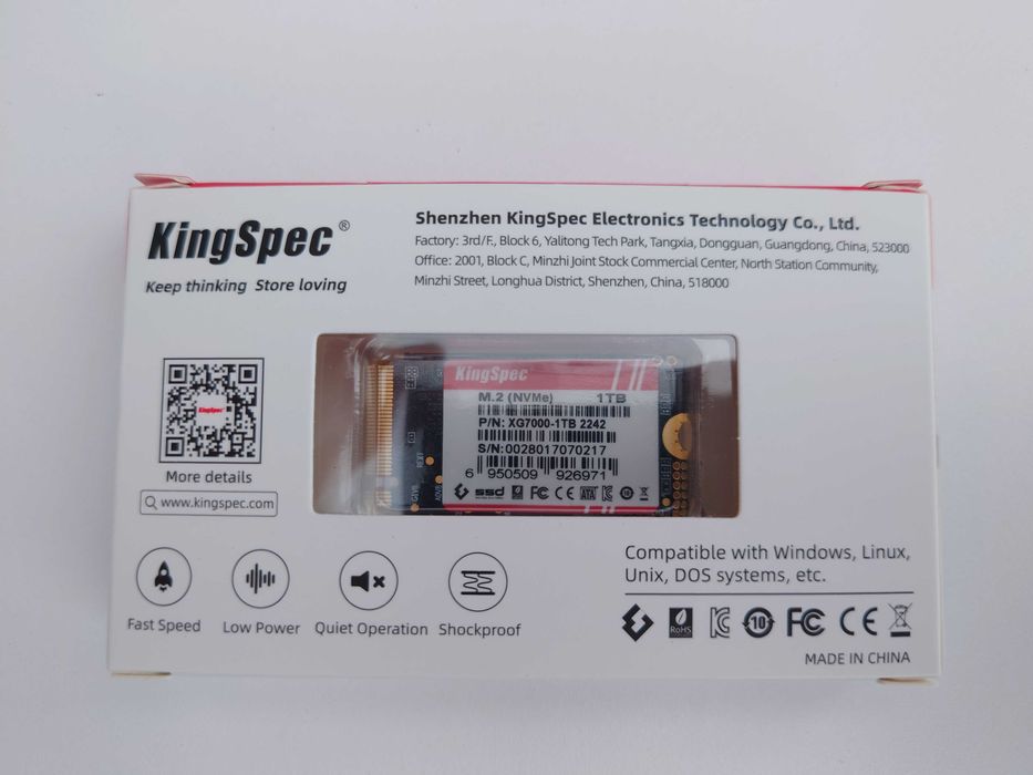 SSD NVMe 1Tb KingSpec XG7000 m.2 PCIe Gen 4.0x4 размер 2242