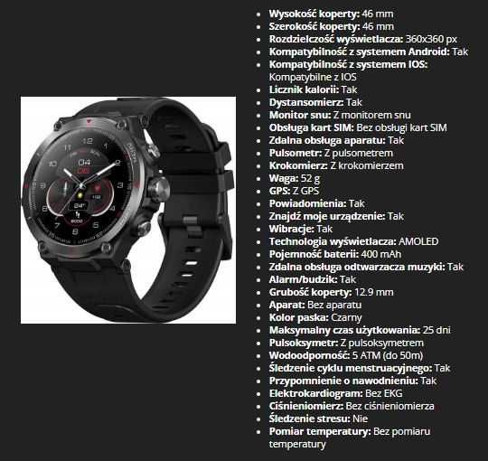 Smartwatch zegarek sportwy GPS Zeblaze Stratos 2