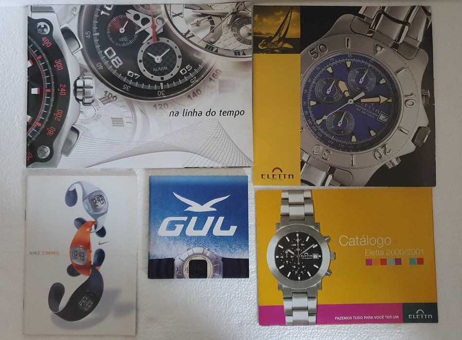 5 Catálogos / Folhetos de Relógios: Eletta, GUL, Nike, Outros, vintage
