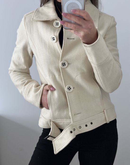 Kurtka flauszowa, kremowa, 36