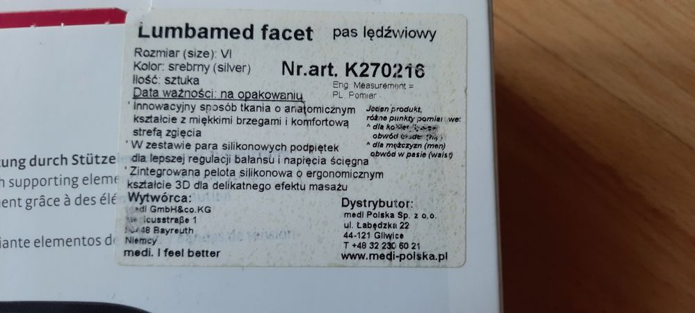Pas lędźwiowy, orteza