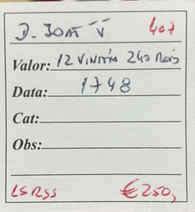 Moeda 407 - 12 Vintens 240 Reis D JOSO V