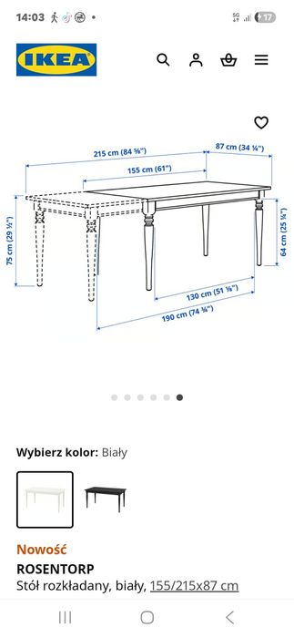 Stół Ikea ,Rosentorp biały
