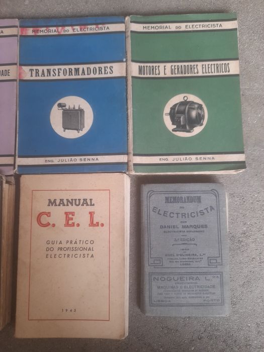 Livros antigos "Memorial do Elétricista" e livros sobre Elétricidade