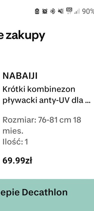 Stroj kapielowy, Stroj pływacki  dekatlo UV