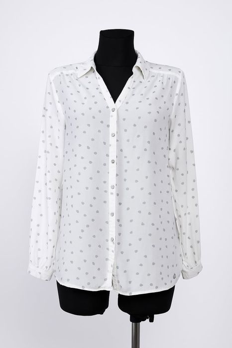 Biała koszula w serca damska długi rękaw Cecil 42/XL wiskoza