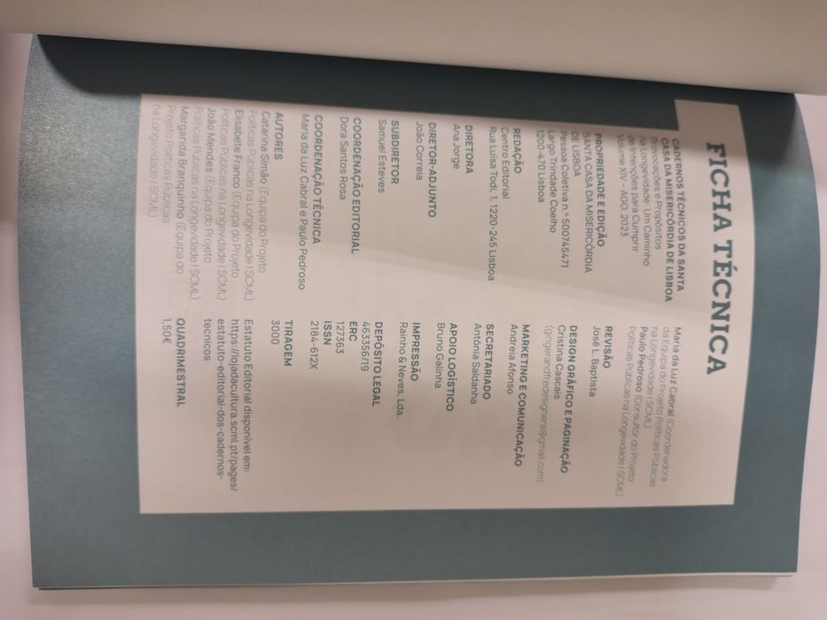 Cadernos técnicos da Santa Casa da Misericórdia de Lisboa 

14 Agosto