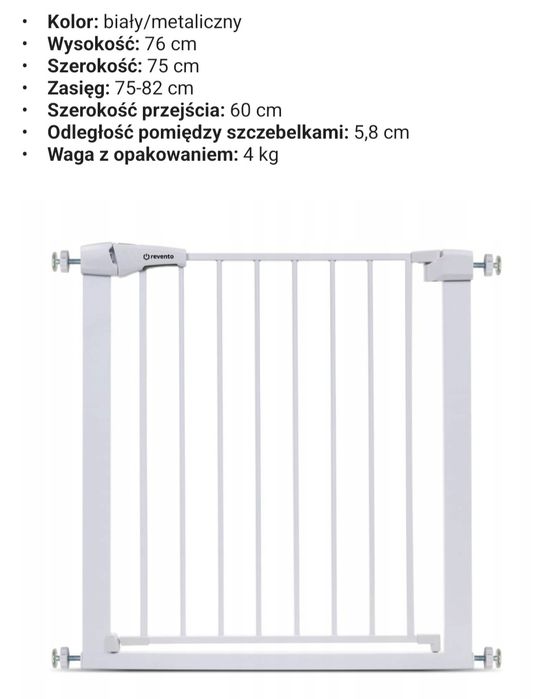 Bramka na schody biała metalowa