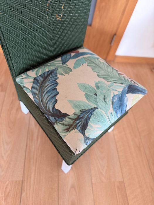 4 Cadeiras de jantar em vime/entrançado – Verde – Vintage/Boho