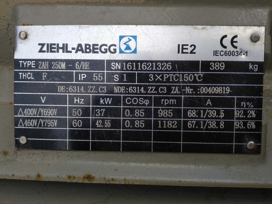 Wentylator promieniowy Ziehl-Abegg z silnikiem 37 kW