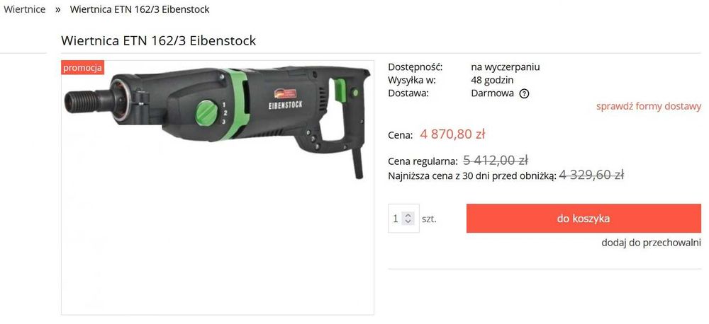 Wiertnica diamentowa Eibenstock ETN 162/3 Mocna 2200W 3 Biegi !
