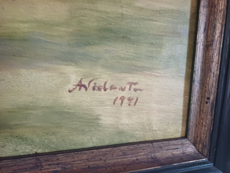 Paisagem alentejana a óleo, original, do pintor alentejano Violante