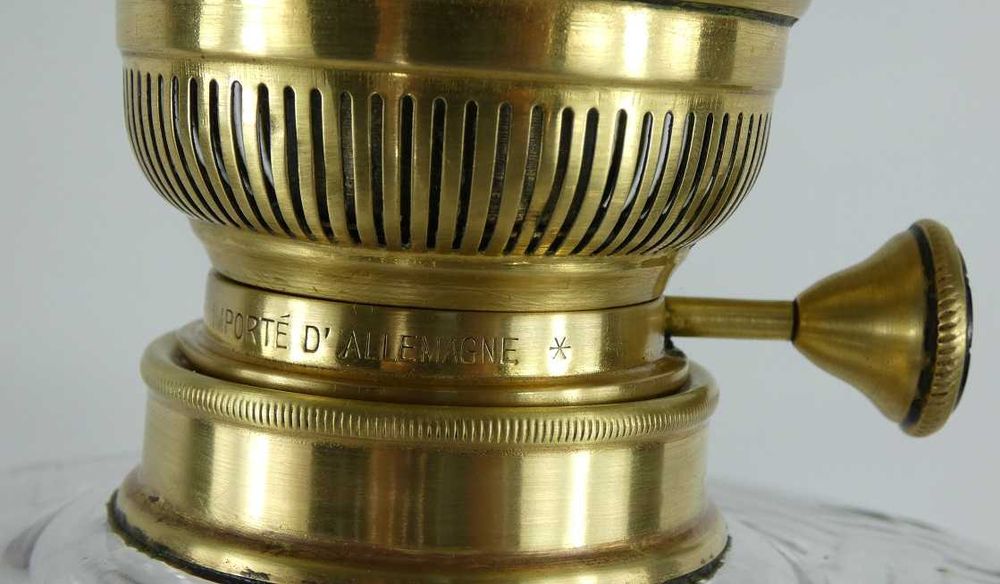 Kolumnowa LAMPA NAFTOWA alabaster brenner MATADOR kominek klosz 85 cm