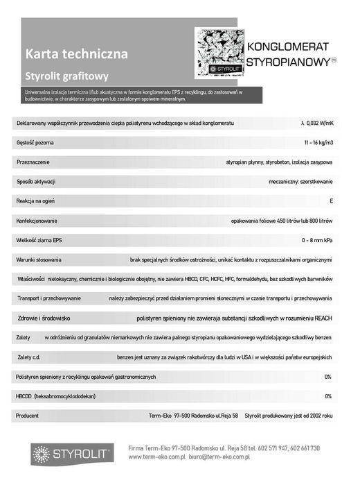 styropian podłogowy EPS200 monolityczny 0.039 lub 0.031 grafit m3