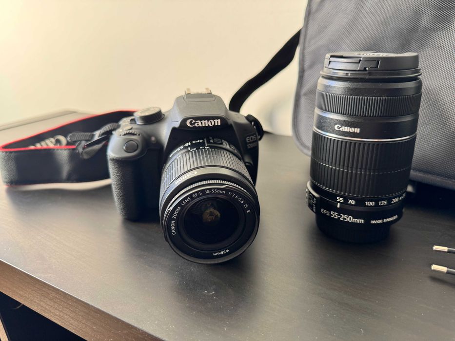 Canon EOS 1200D Camera + 18-55mm lens + 55-250mm lens + bag