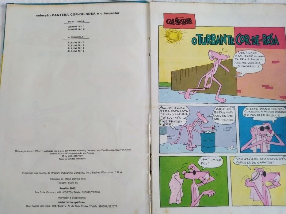 Livro infantil A Pantera cor de rosa e o Inspector, álbum 2, edi. 1979