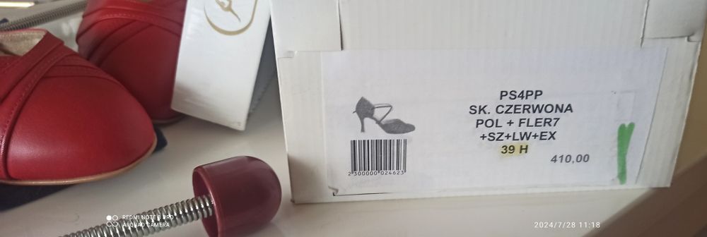 Nowe buty taneczne r. 39 skóra czerwona
