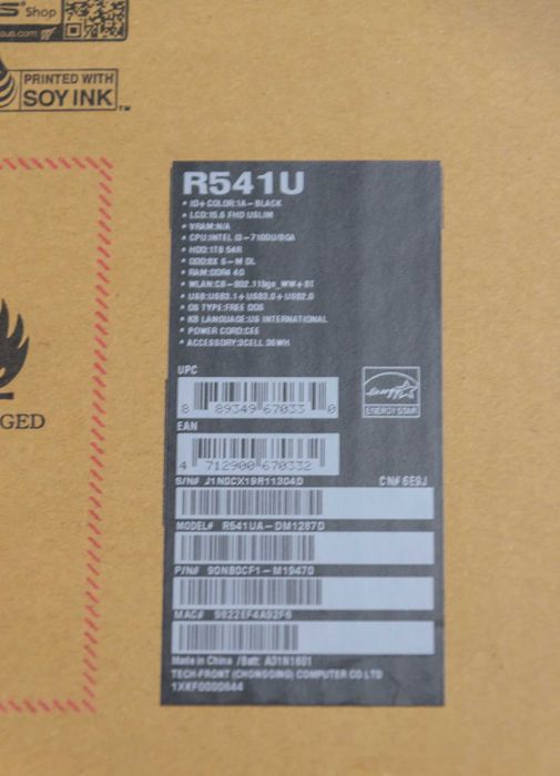 Laptop ASUS R541UA-DM1287D i3-7100U/8GB/1TB/DVD FHD