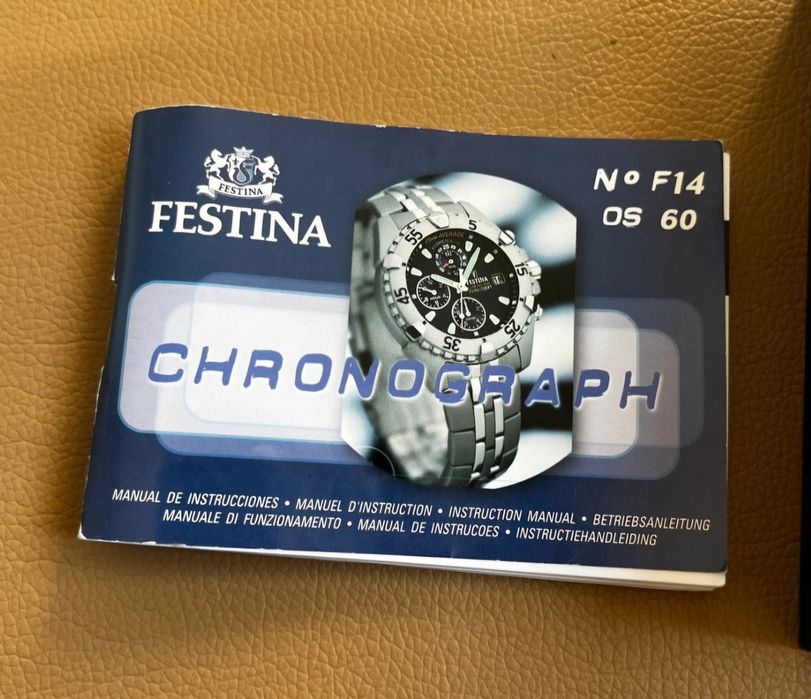 Relógio Festina Chronograph F14 (OS60) – Caixa e Manual Originais