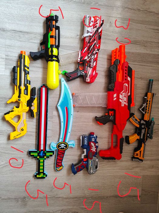 Karabin, karabin maszynowy, pistolet, szabla, Minecraft,nerf
