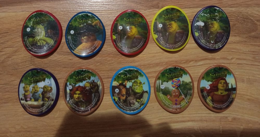 Shrek żetony kapsle tazo 10 szt