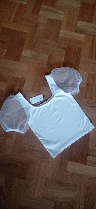 Bluzeczka bluzka top biała, z wiskozą rozm S Mango