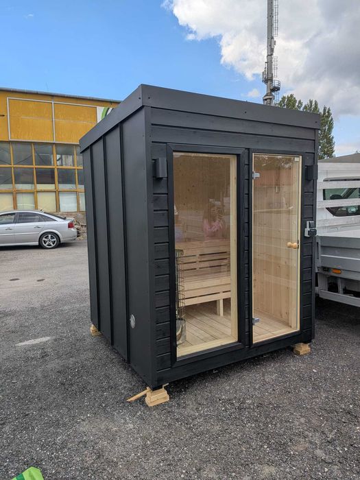 Sauna Ogrodowa Fińska Olaya 7 Rąbek  Piec + Ocieplenie + Witryna