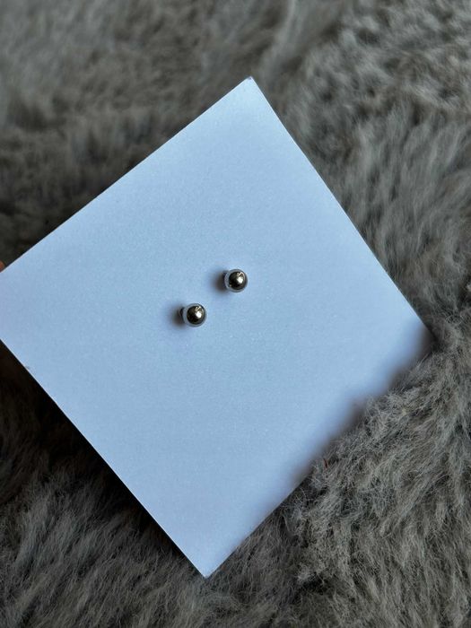 Kolczyki Kulka Kolor Srebrny Stal Chirurgiczna *Butik*