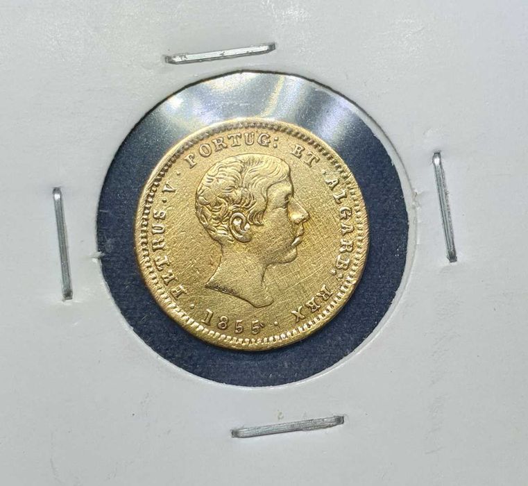 Moeda de 1000 Reis em ouro - D. Pedro V 1855