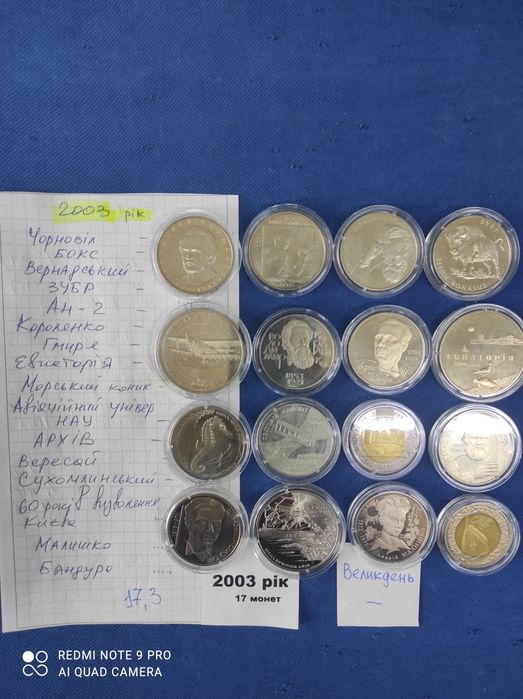 Колекційні пам'ятні монети України, набір 2003 року.