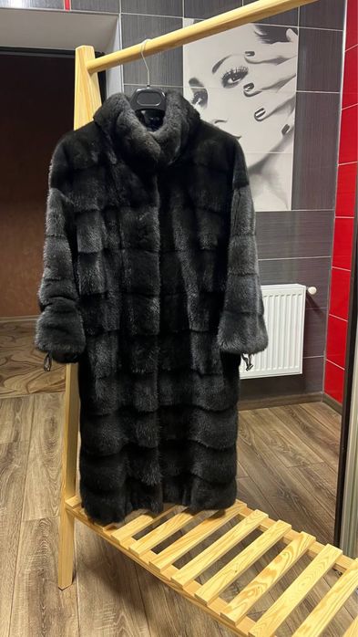 Норкова шуба чорно-графітова  м/л
