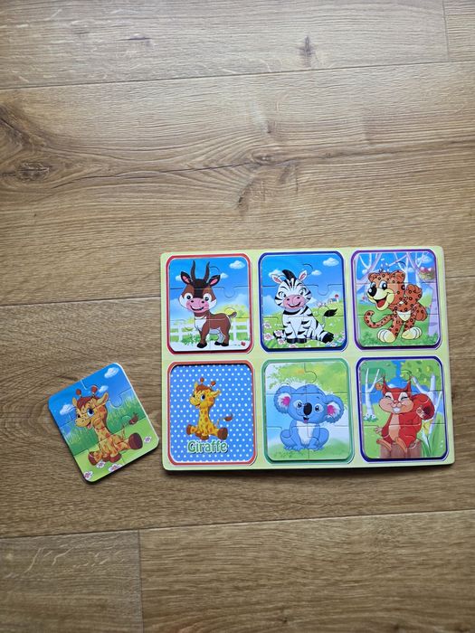 Puzzle drewniane układanka edukacyjna zwierzątka