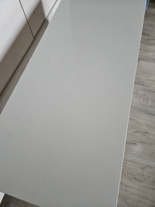 Konsola Toaletka Biała Połysk Chromowane Srebrne Nóżki Glamour