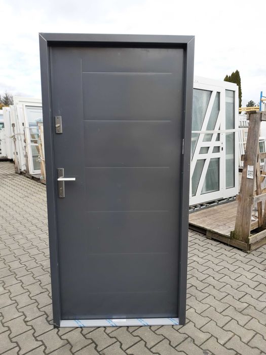 Nowe drzwi stalowe 100 x 208 antracyt, czyste powietrze