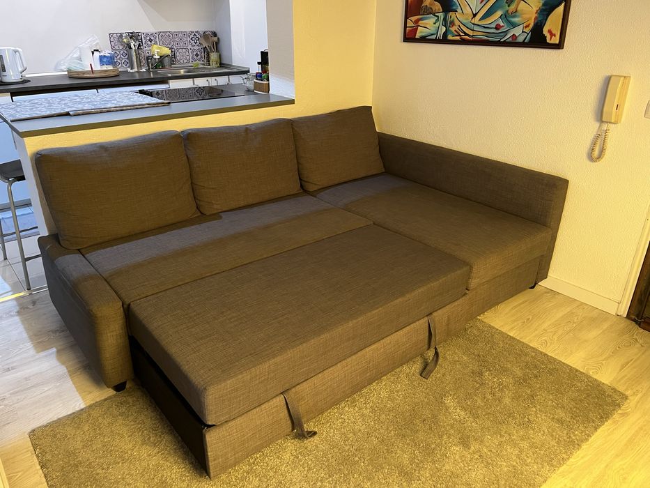 Sofá cama de canto 3 lugares c/arrumação