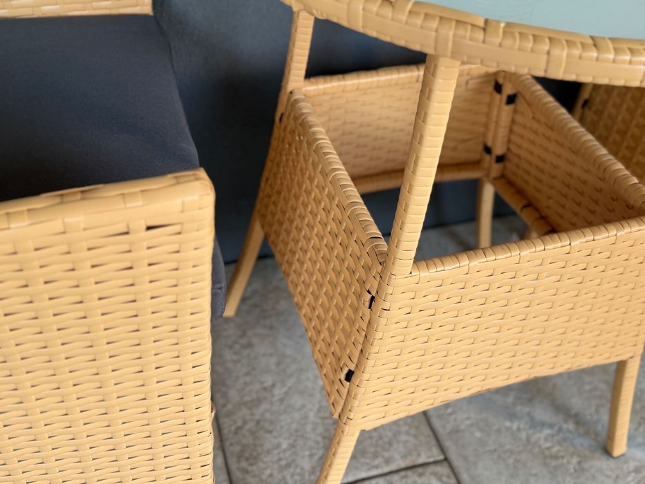 zestaw miodowy technorattan 2+1 na balkon do ogrodu